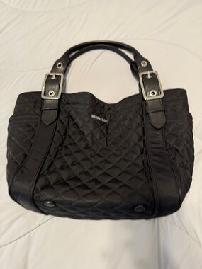 MZ Wallace Quilted Black Top-Handle Medium Tote